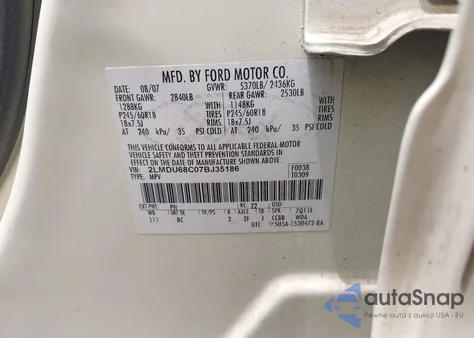 2007 Lincoln Mkx from USA, damaged, VIN 2LMDU68C07BJ35186